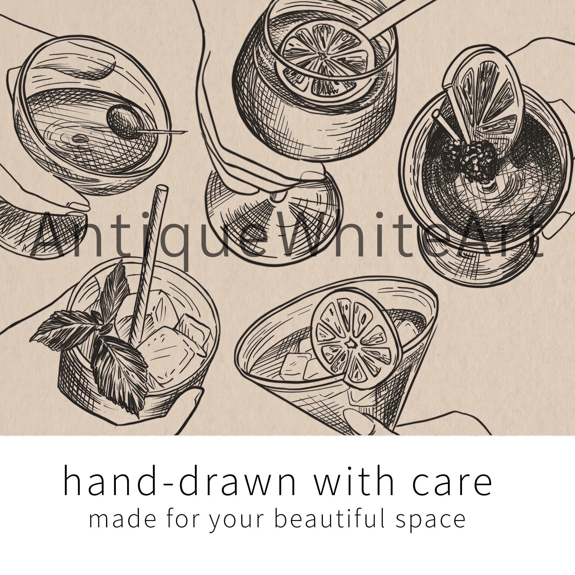 Hand-drawn Cheers Print Bar Cart Wall Decor Art Sign A447