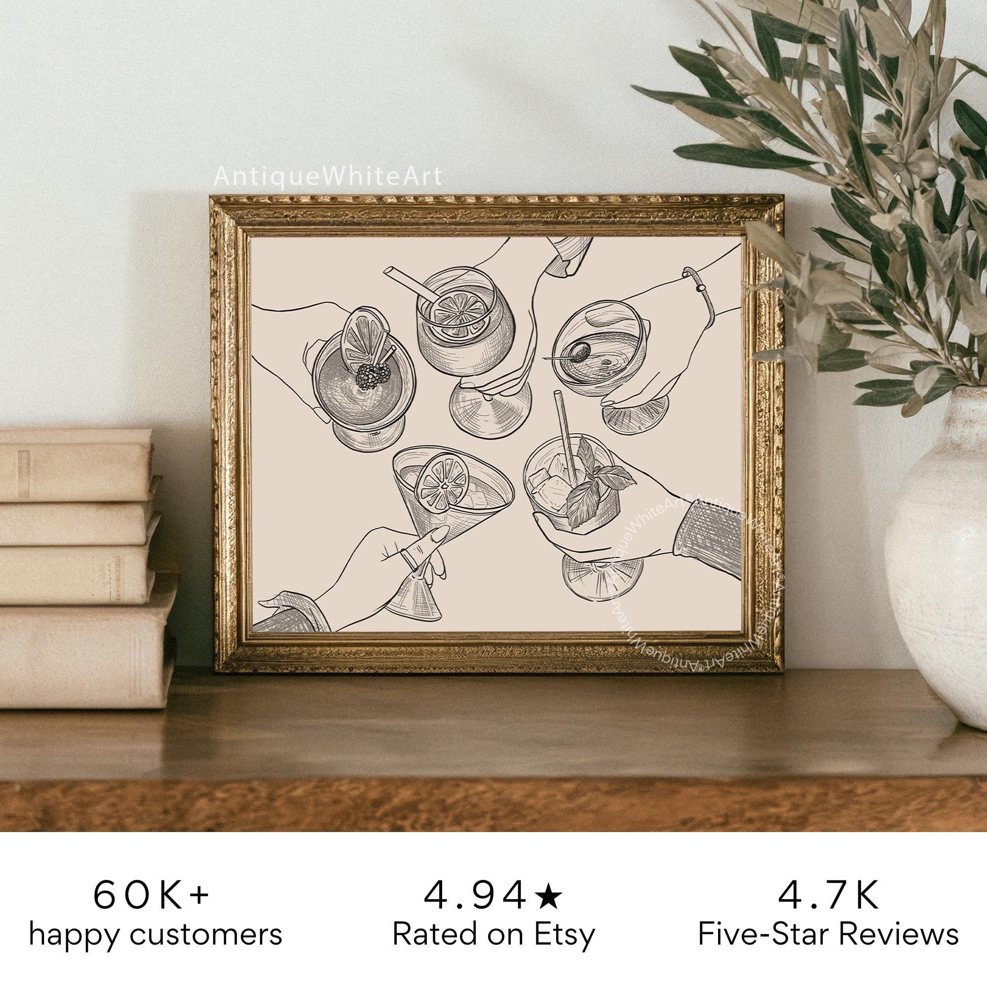 Cheers Print Bar Cart Wall Decor Hand-drawn Art Sign Modern A448