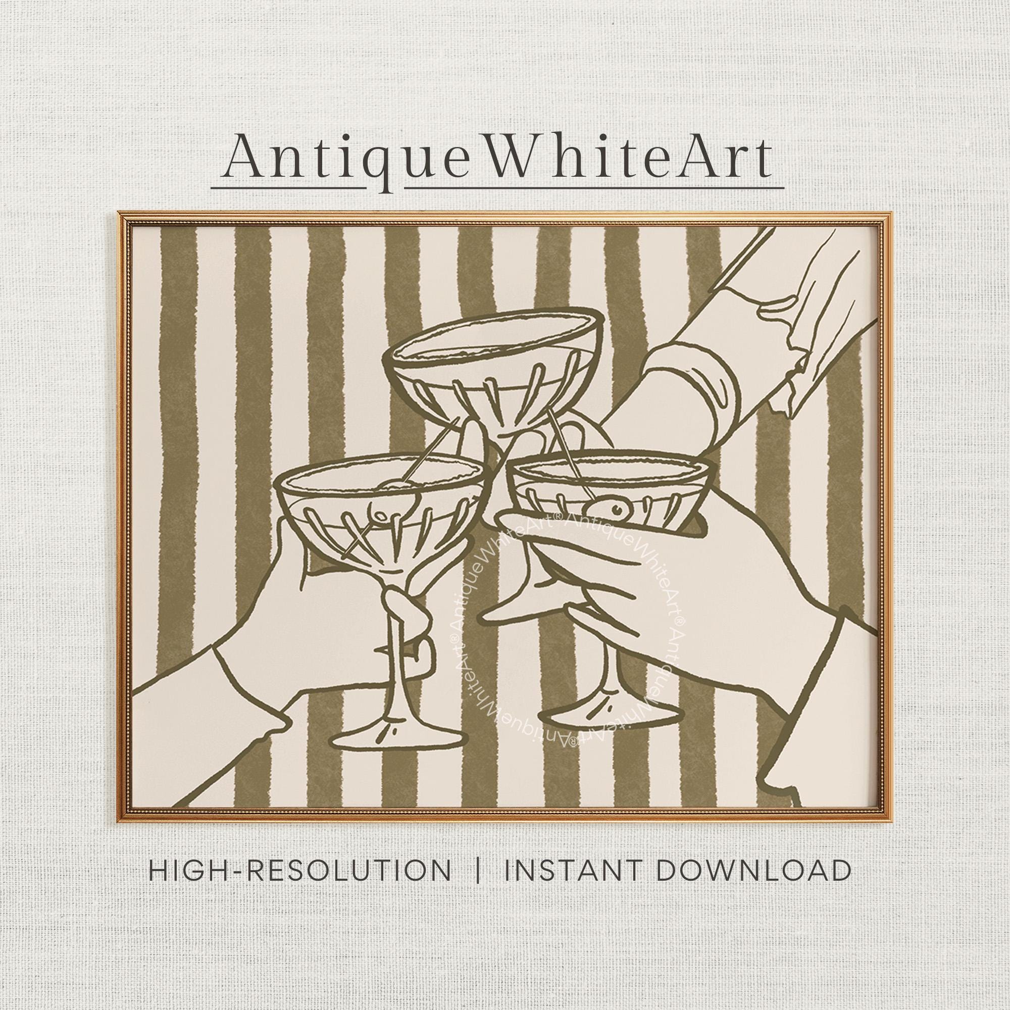 Cheers Print Retro Bar Cart Trendy Poster Kitchen Wall Art Cocktail Drinks Wine Glass Champagne A453