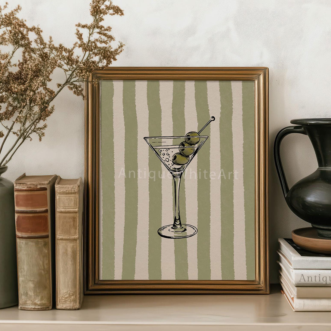 Martini Glass Print Retro Bar Cart Wall Decor Trendy Hand-Drawn Art Cocktail Poster A454