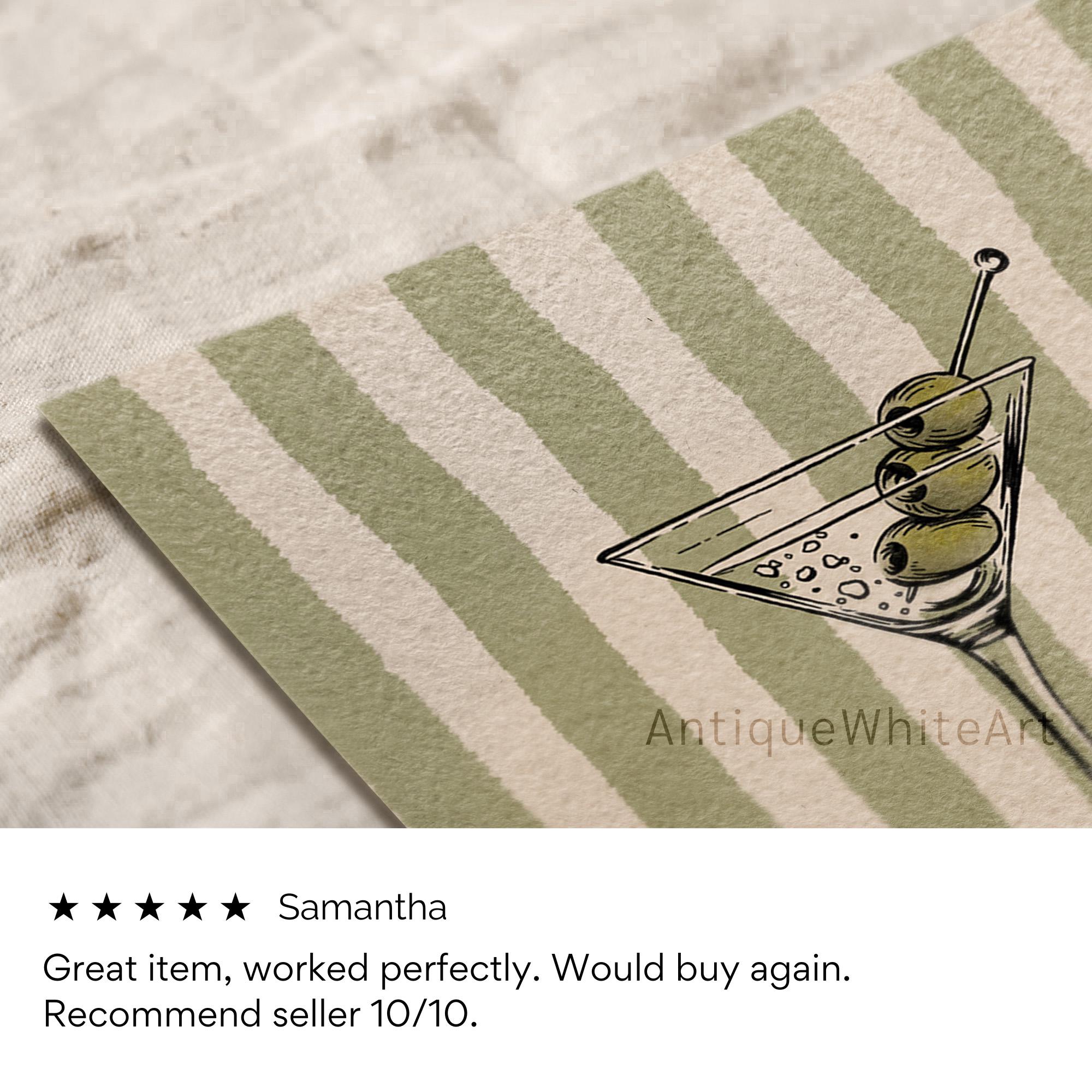 Martini Glass Print Retro Bar Cart Wall Decor Trendy Hand-Drawn Art Cocktail Poster A454