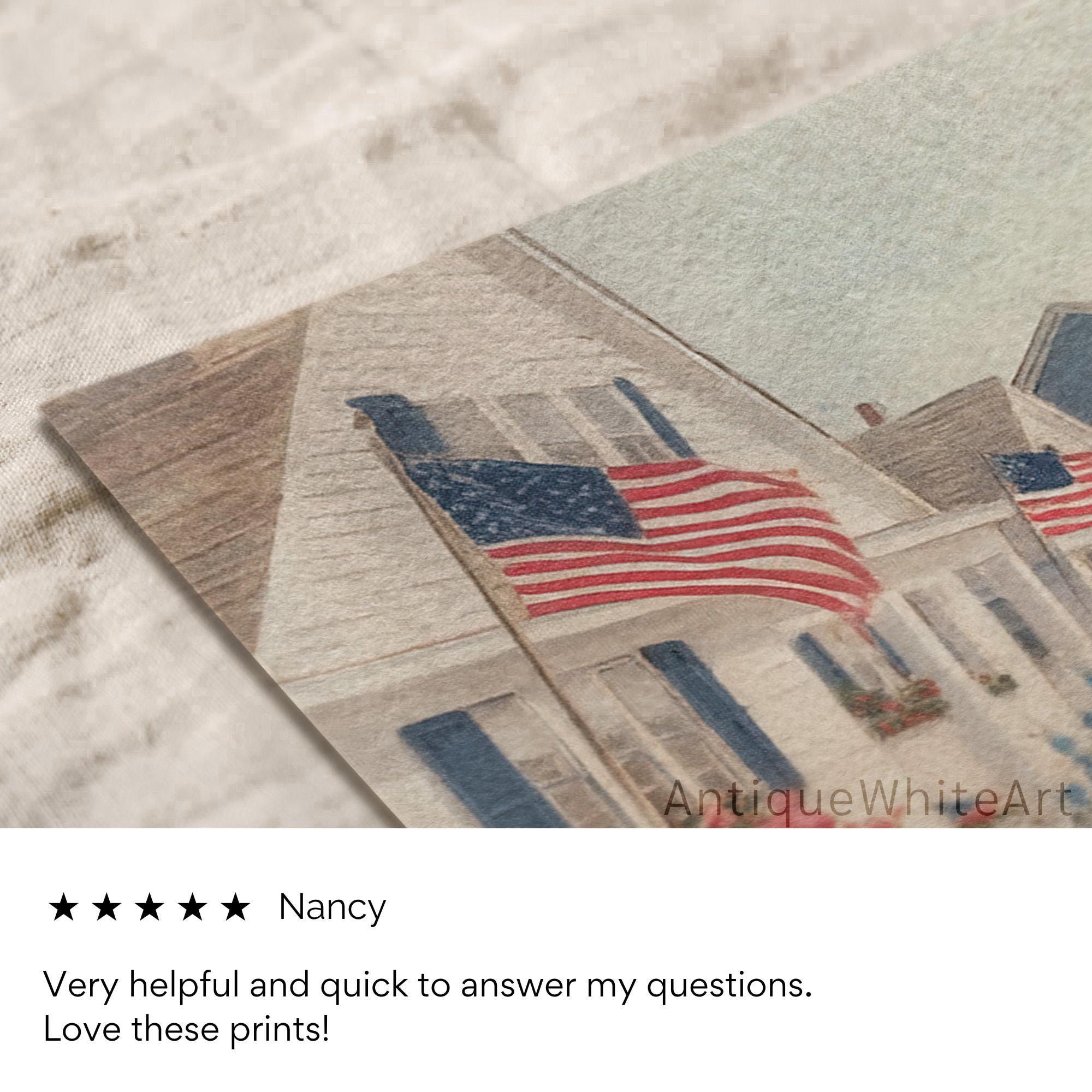 Independence Day Wall Art 4th of July Print Summer Prints Americana Decor Coastal Painting American Flag USA A459