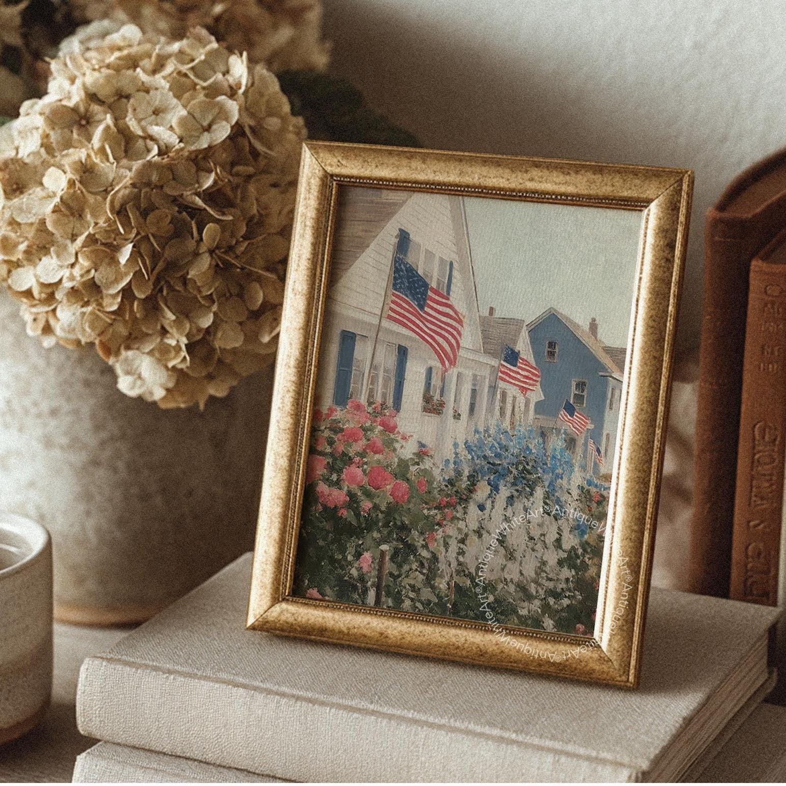 Independence Day Wall Art 4th of July Print Summer Prints Americana Decor Coastal Painting American Flag USA A459