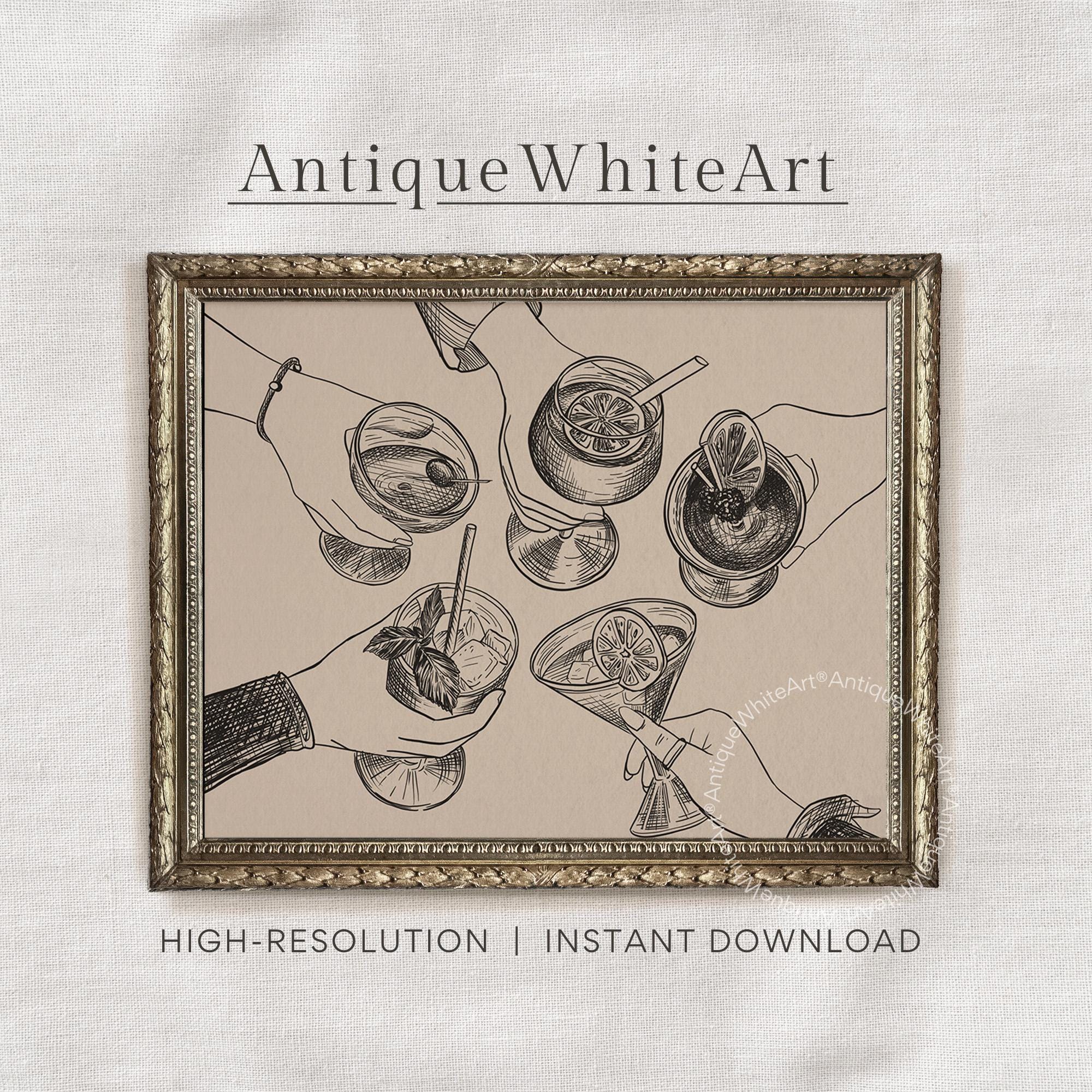 Hand-drawn Cheers Print Bar Cart Wall Decor Art Sign A447