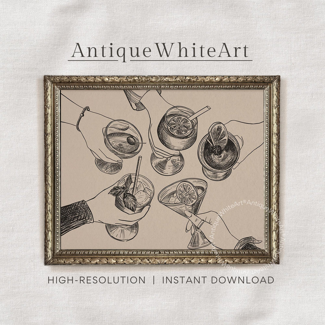 Hand-drawn Cheers Print Bar Cart Wall Decor Art Sign A447