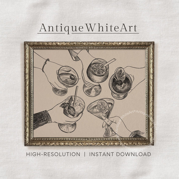 Hand-drawn Cheers Print Bar Cart Wall Decor Art Sign A447