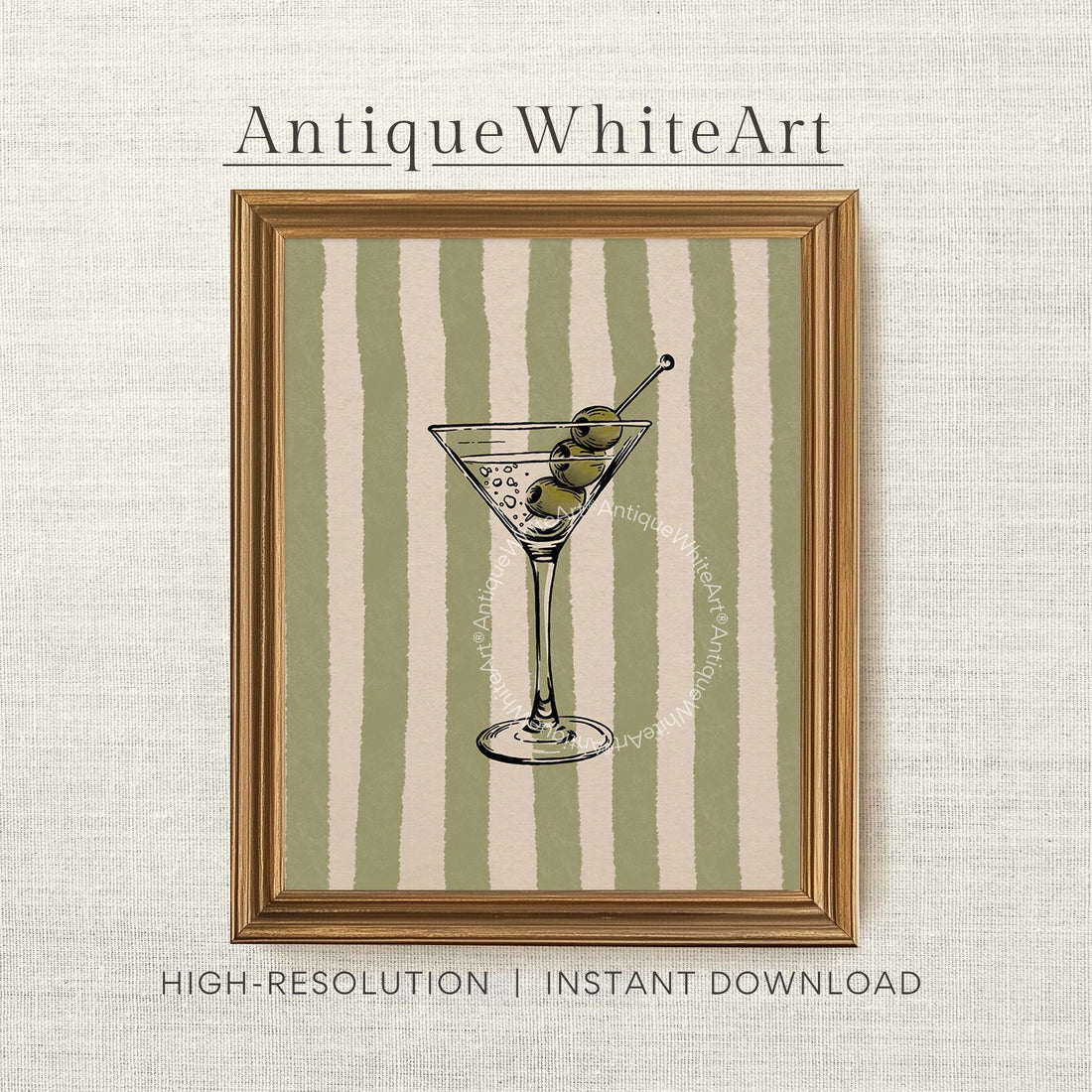 Martini Glass Print Retro Bar Cart Wall Decor Trendy Hand-Drawn Art Cocktail Poster A454