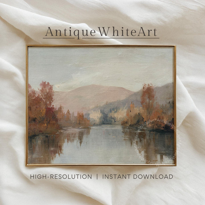 Fall Print Muted Landscape Painting Modern Farmhouse Decor Prints Vintage Style Autumn A463 Wall Art