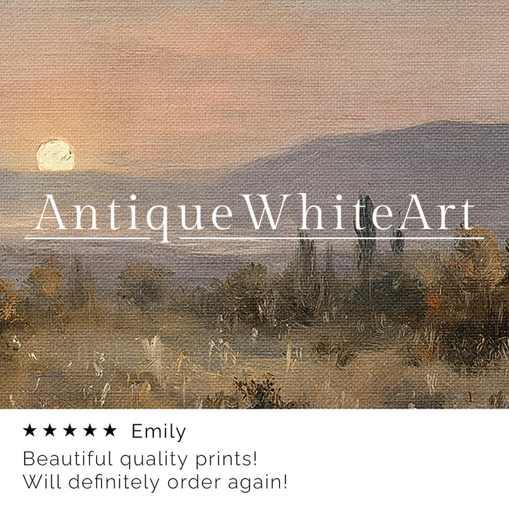 Fall Sunset Wall Art Vintage Style Prints Muted Autumn Print Country Landscape Painting Neutral A476