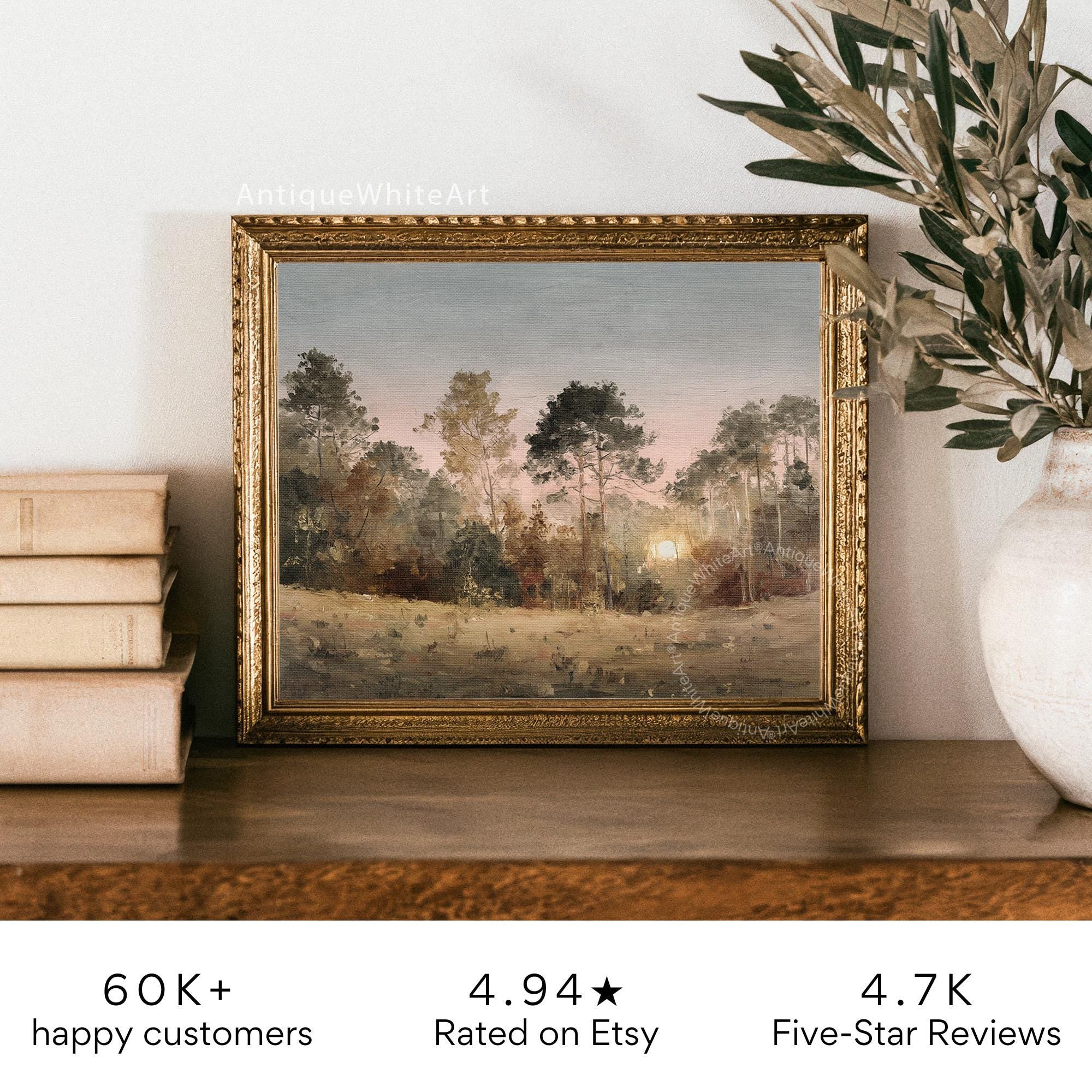 Wall Art Fall Sunset Print Forest Landscape Oil Painting Vintage Style Prints Autumn Gallery A475