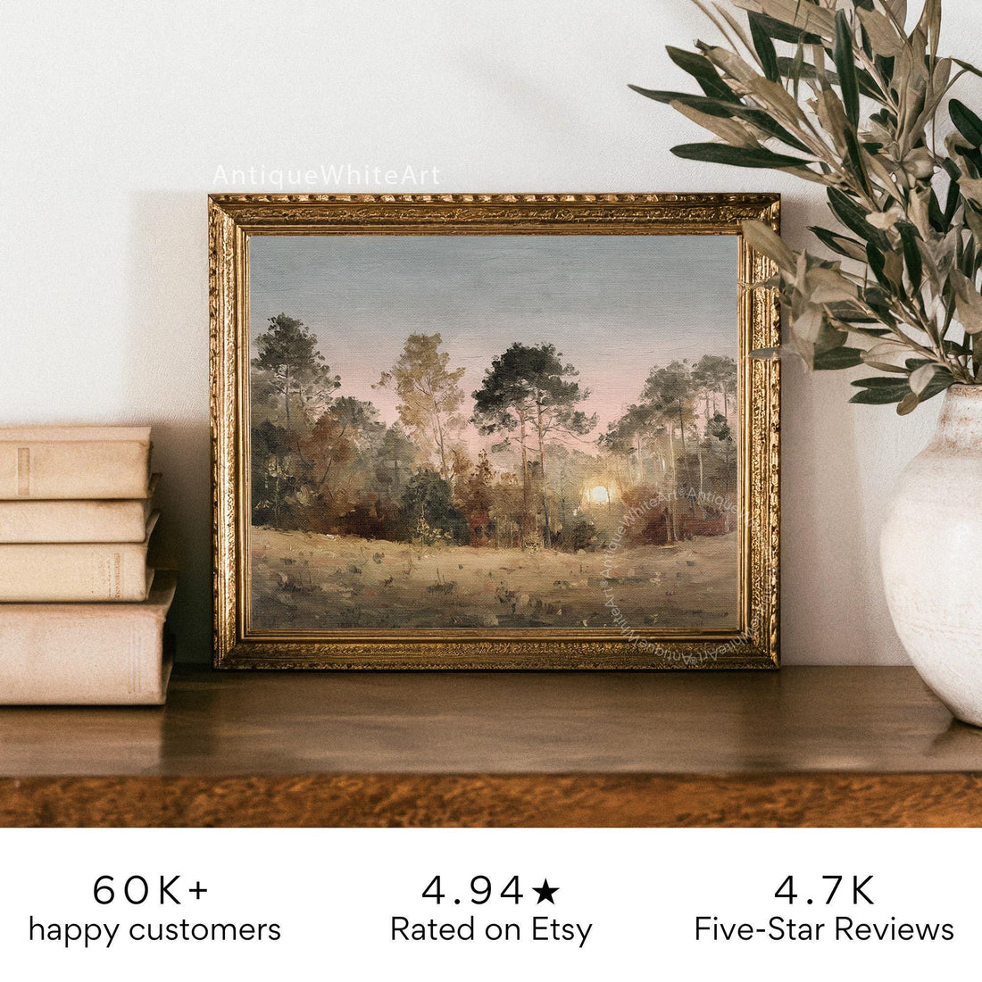 Wall Art Fall Sunset Print Forest Landscape Oil Painting Vintage Style Prints Autumn Gallery A475