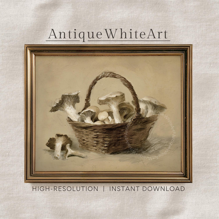 Mushroom Vintage Style Print Mushrooms Drawing Farmhouse Kitchen Wall Art Botanical Woodland A477