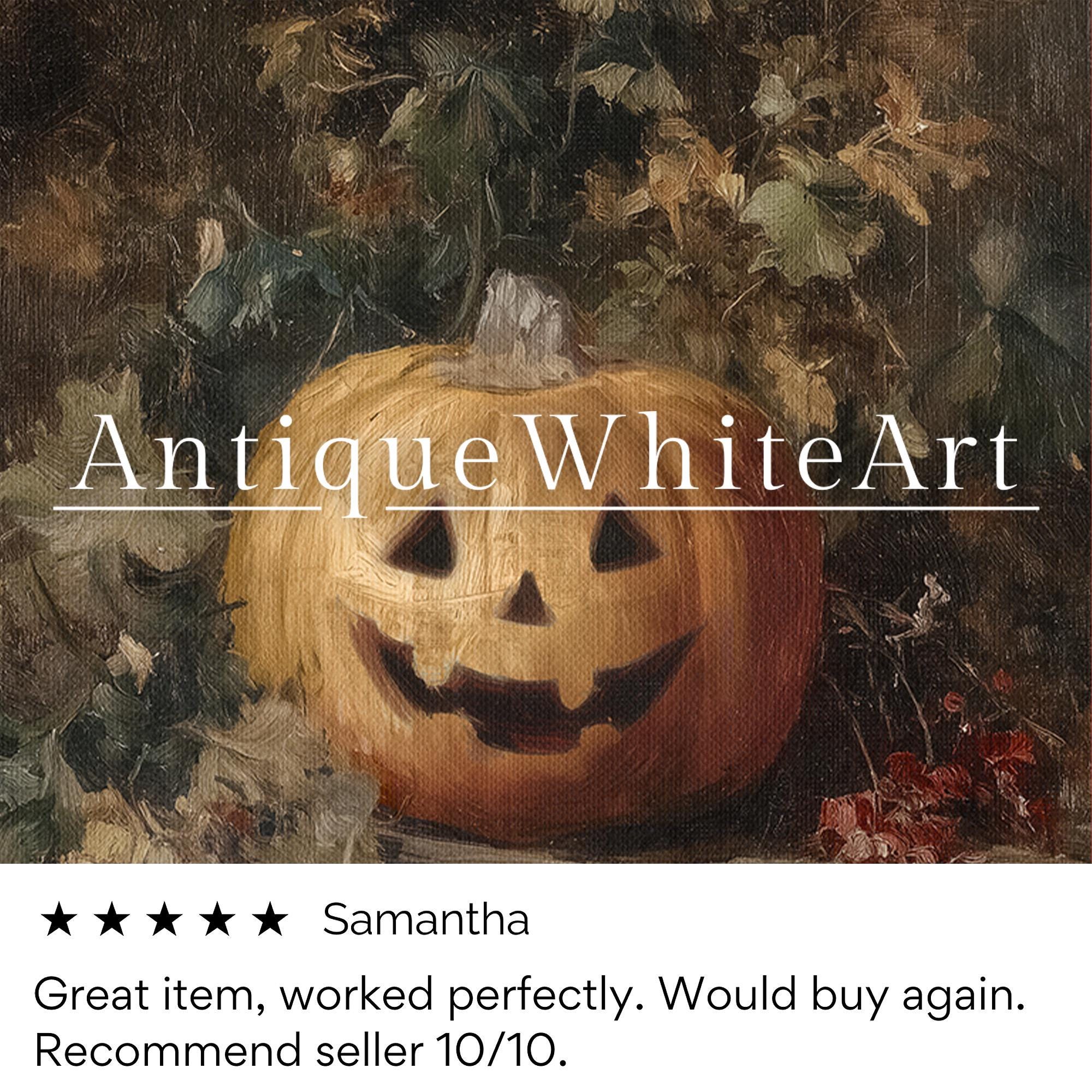 Moody Halloween Pumpkin Wall Art Jack o Lantern Painting Print Still Life Fall A493