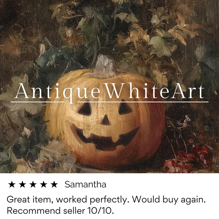 Moody Halloween Pumpkin Wall Art Jack o Lantern Painting Print Still Life Fall A493