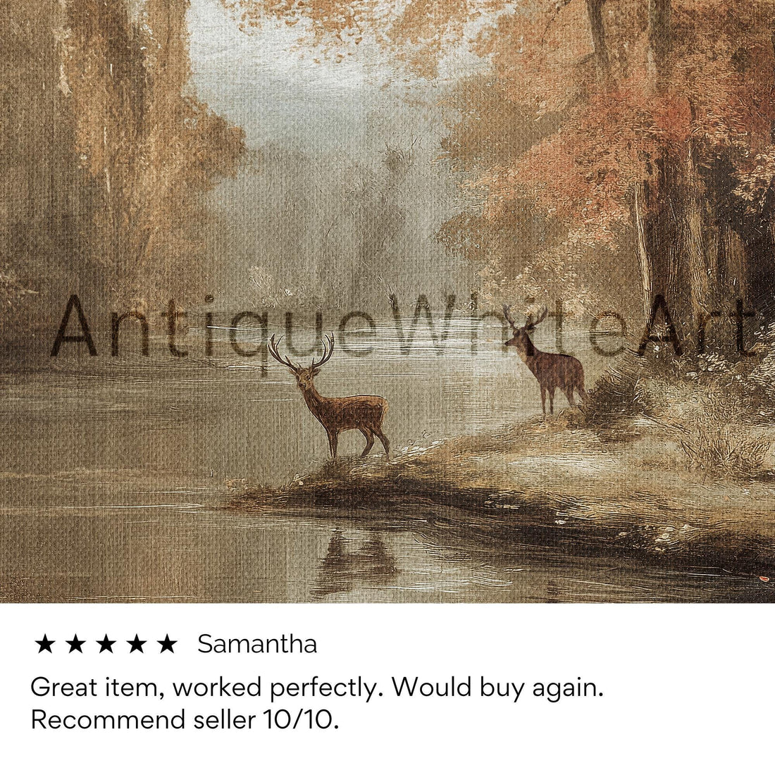 Fall Wall Art Landscape Print Deer Painting Neutral Decor Seasonal Autumn A469