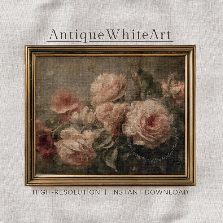 Moody Floral Wall Art Print Dark Academia Abstract Flowers Painting Botanical Vintage Style A472