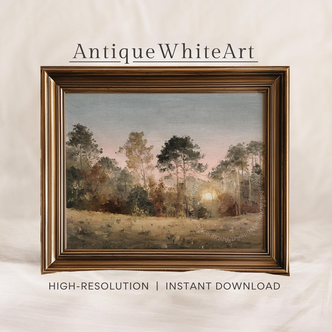 Wall Art Fall Sunset Print Forest Landscape Oil Painting Vintage Style Prints Autumn Gallery A475