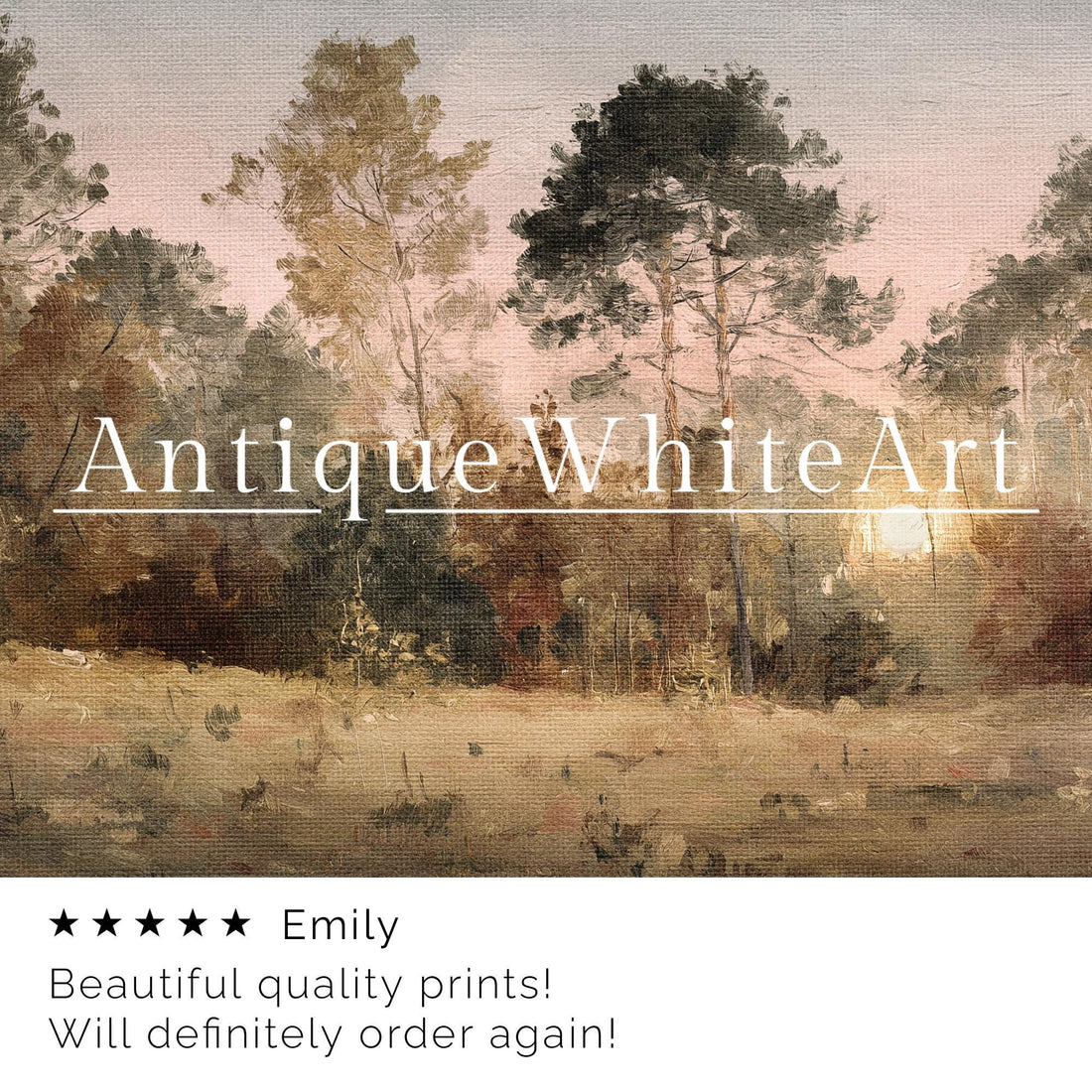 Wall Art Fall Sunset Print Forest Landscape Oil Painting Vintage Style Prints Autumn Gallery A475