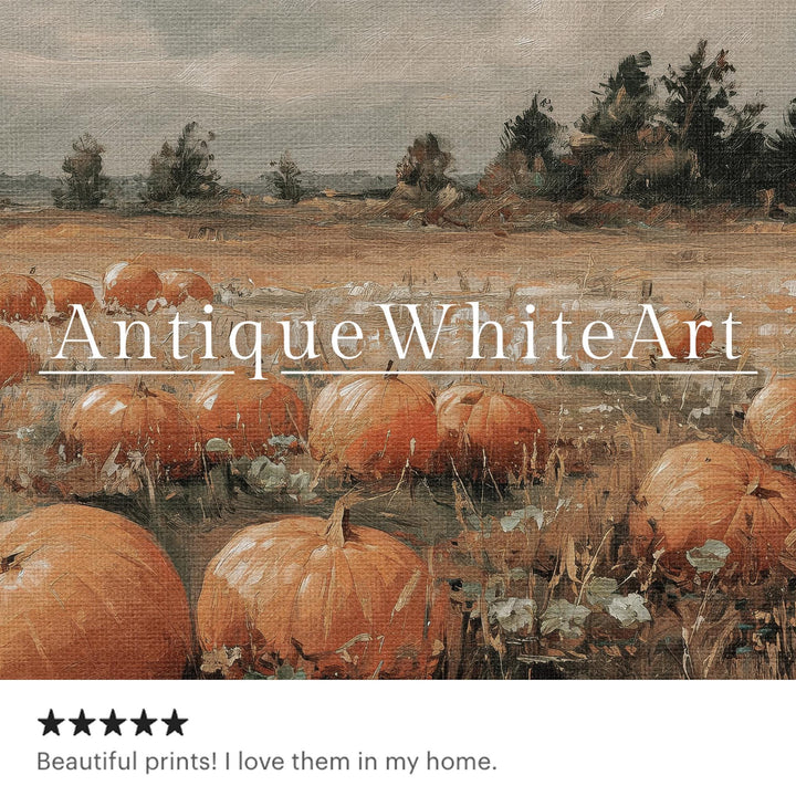 Pumpkin Field Wall Art Vintage Style Fall Oil Painting Autumn Country Landscape Decor Downloadable A535 Print