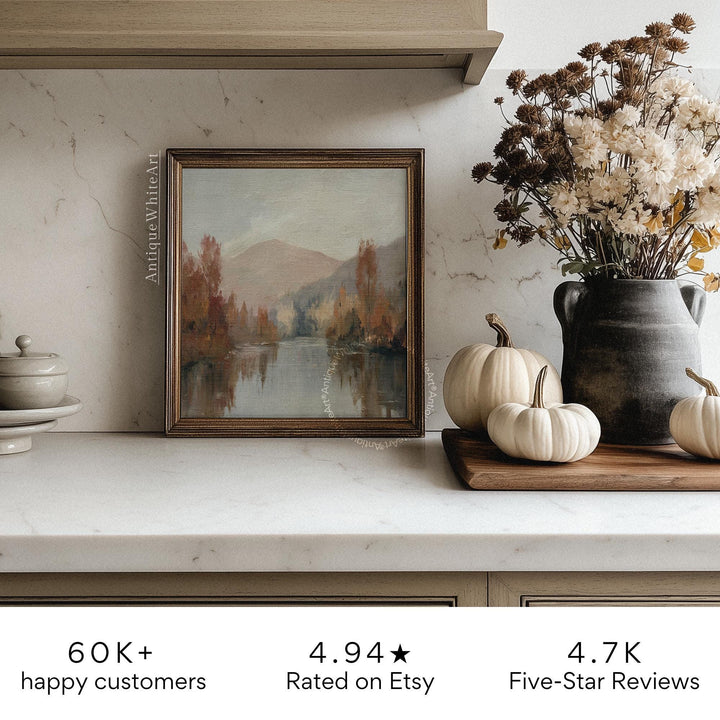 Fall Print Muted Landscape Painting Modern Farmhouse Decor Prints Vintage Style Autumn A464 Wall Art