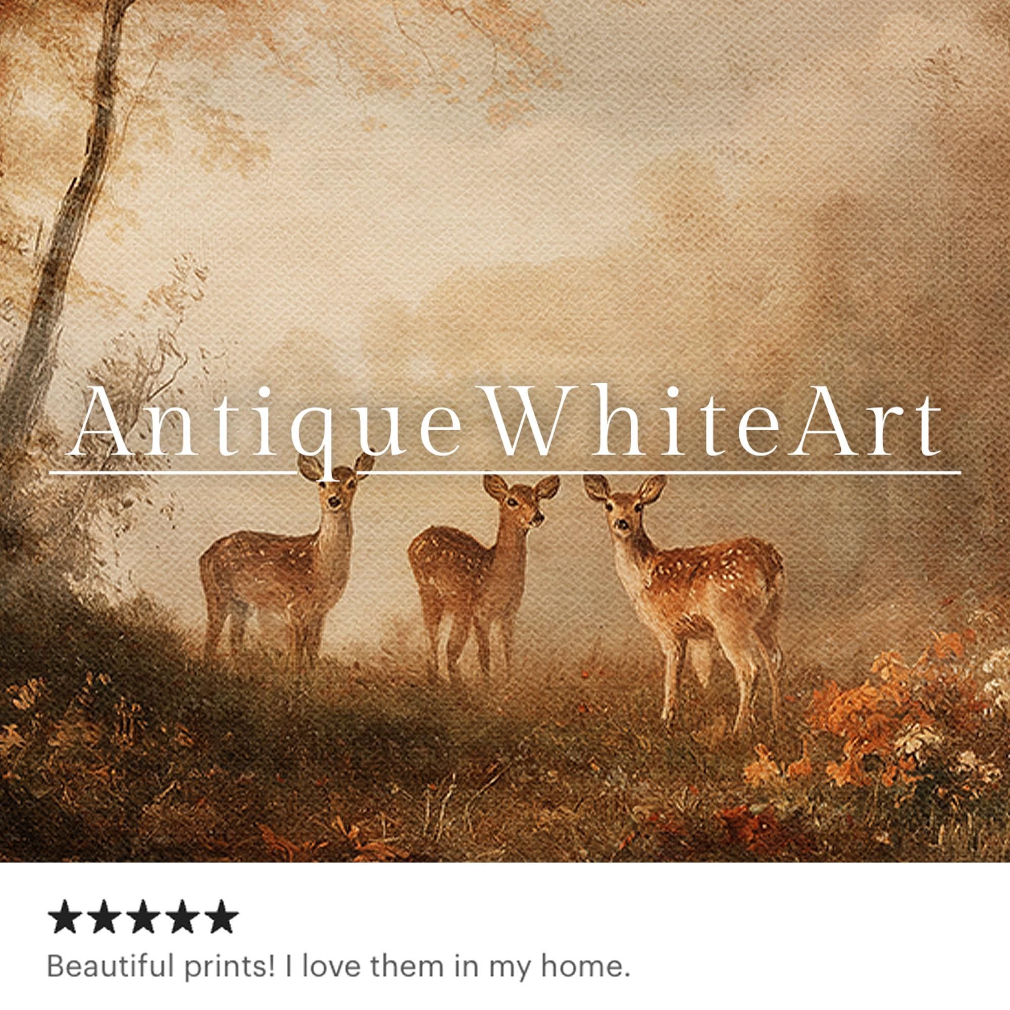 Fall Wall Art Neutral Autumn Landscape Print Baby Deer Painting Seasonal Decor A553