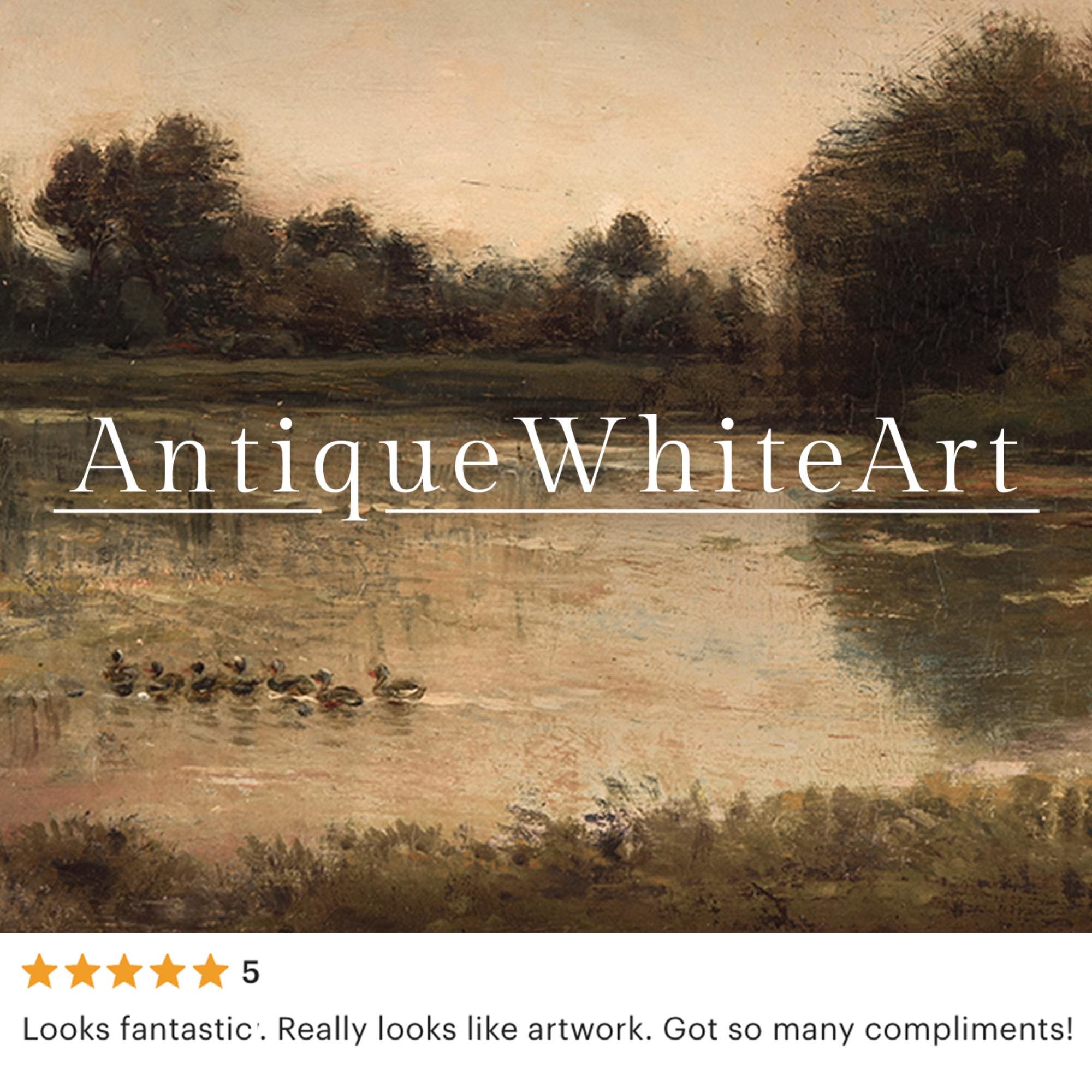 Dark Moody Fall Landscape Print Vintage Style Rustic Oil Painting Wall Art Farmhouse Autumn A557