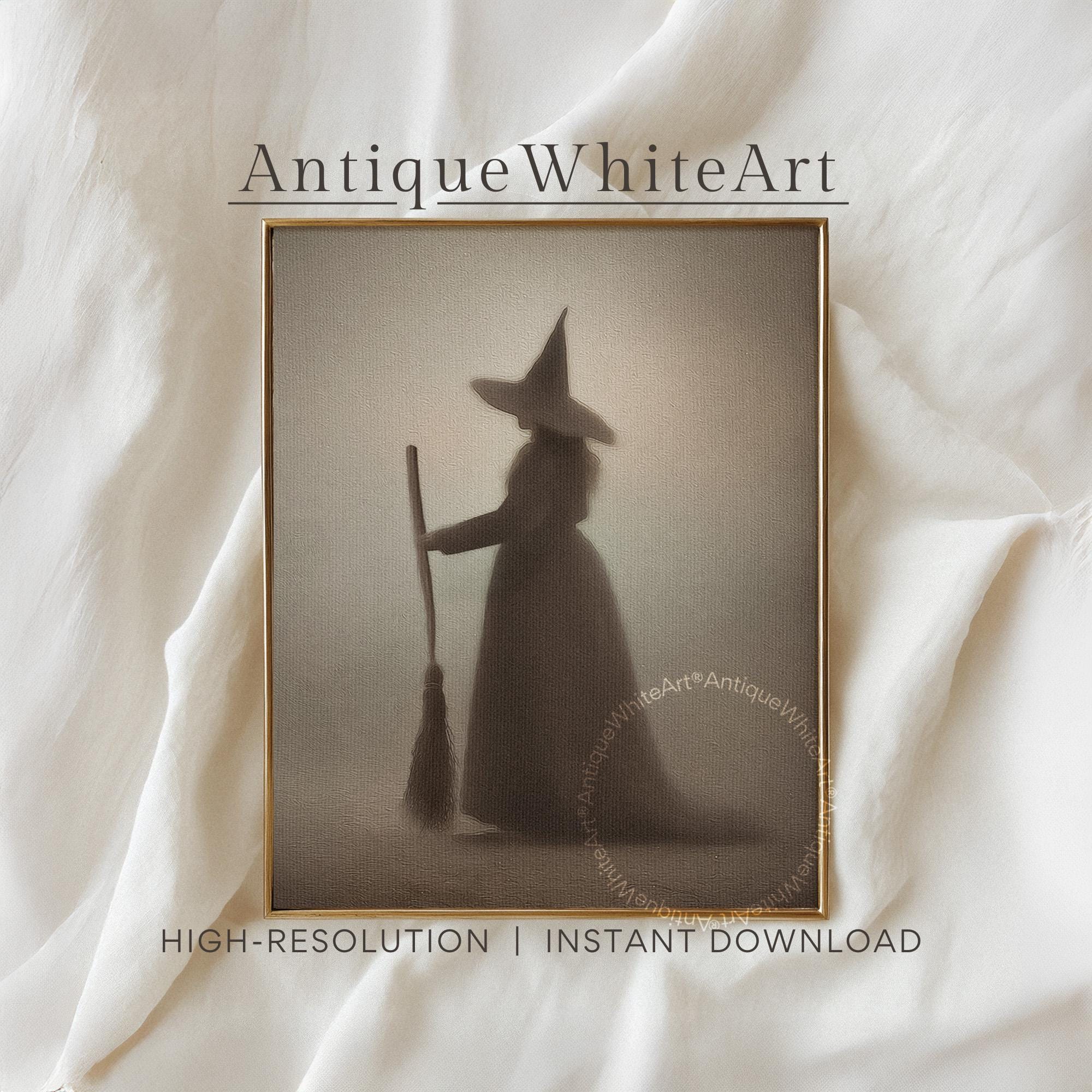Halloween Witchy Prints Witch Wall Art Rustic Decor Farmhouse Dark Painting A502 Print