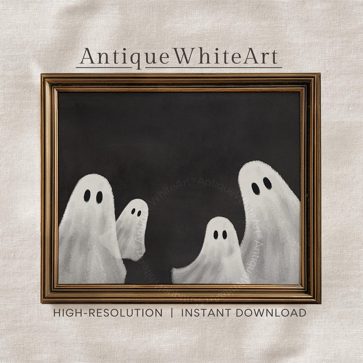 Halloween Wall Art Cute Ghosts Painting Spooky Prints Neutral Decor Downloadable A509 Print