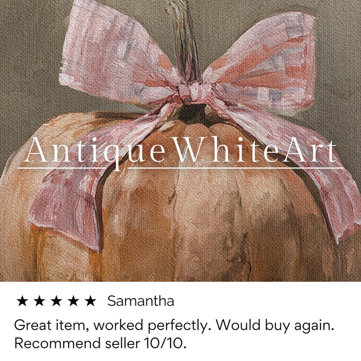 Pumpkin with Bow Wall Art Print Vintage Style Muted Fall Prints for Nursery Downloadable A500