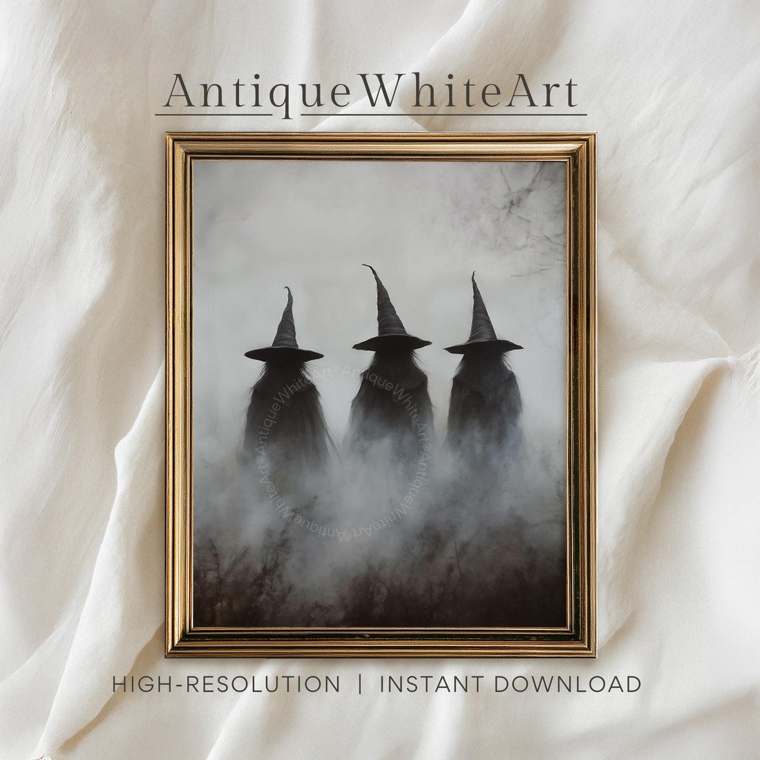 Halloween Witchy Prints Witch Wall Art Rustic Decor Farmhouse Dark Painting A561 Print