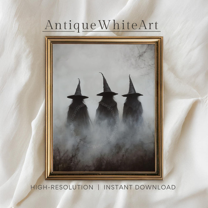 Halloween Witchy Prints Witch Wall Art Rustic Decor Farmhouse Dark Painting A561 Print