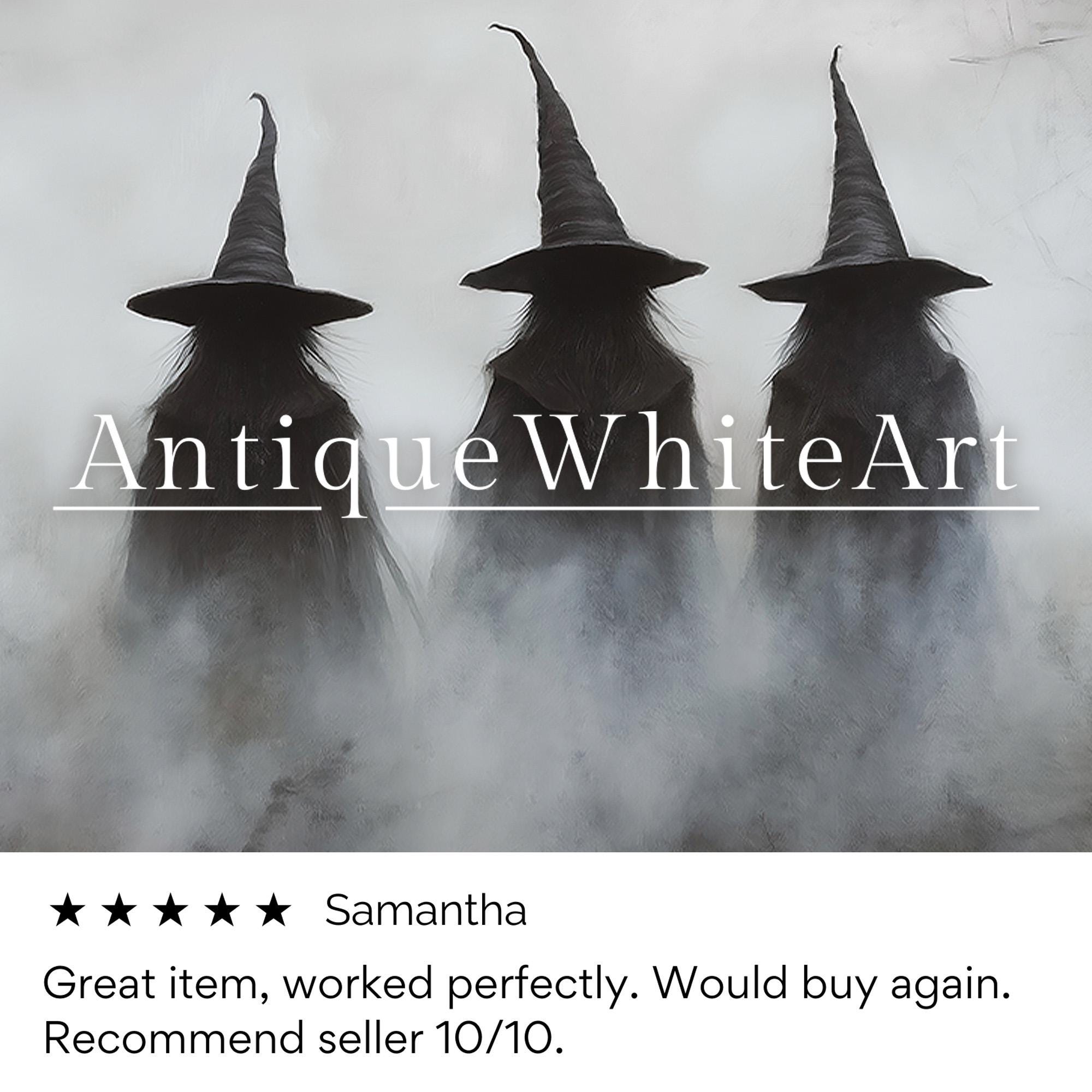 Halloween Witchy Prints Witch Wall Art Rustic Decor Farmhouse Dark Painting A561 Print