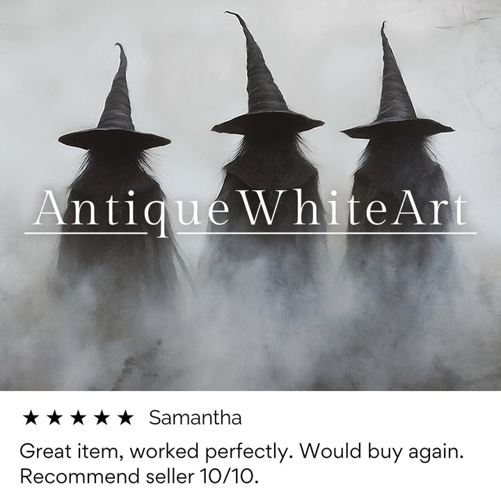 Halloween Witchy Prints Witch Wall Art Rustic Decor Farmhouse Dark Painting A561 Print