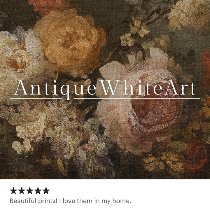 Vintage Style Floral Wall Art Antique Botanical Print Dark Academia Moody Fall Autumn Painting A566