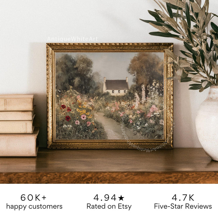 Fall Cottage Wall Art Autumn Country Garden Landscape Painting Cottagecore Decor Farmhouse Print A503