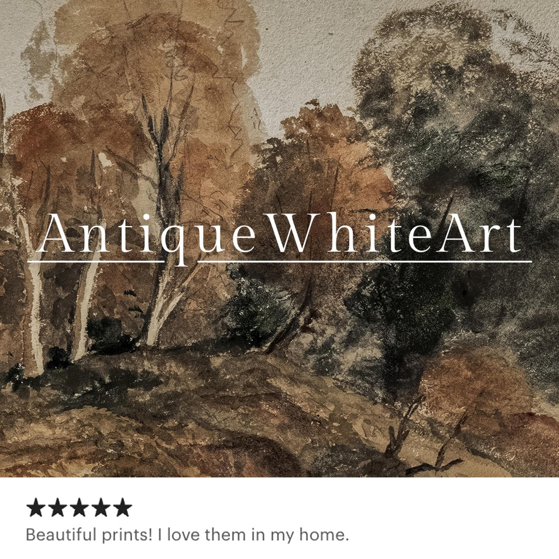 Dark Moody Fall Landscape Print Vintage Style Rustic Oil Painting Wall Art Farmhouse Autumn A534