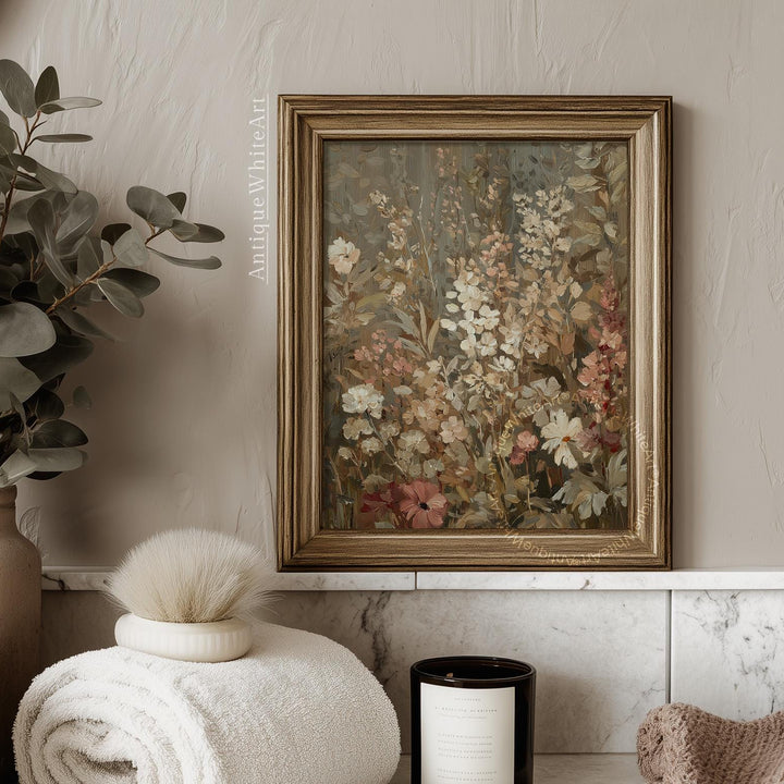 Moody Floral Wall Art Fall Flowers Painting Dark Academia Decor Rustic Print Botanical Victorian A551