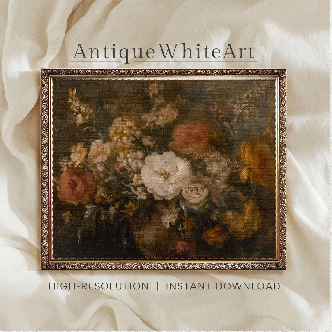 Vintage Style Floral Wall Art Antique Botanical Print Dark Academia Moody Fall Autumn Painting A567