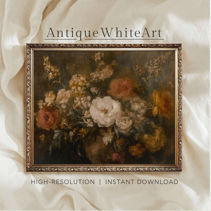 Vintage Style Floral Wall Art Antique Botanical Print Dark Academia Moody Fall Autumn Painting A567