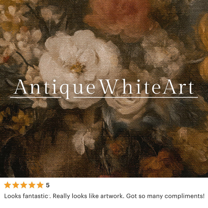 Vintage Style Floral Wall Art Antique Botanical Print Dark Academia Moody Fall Autumn Painting A605