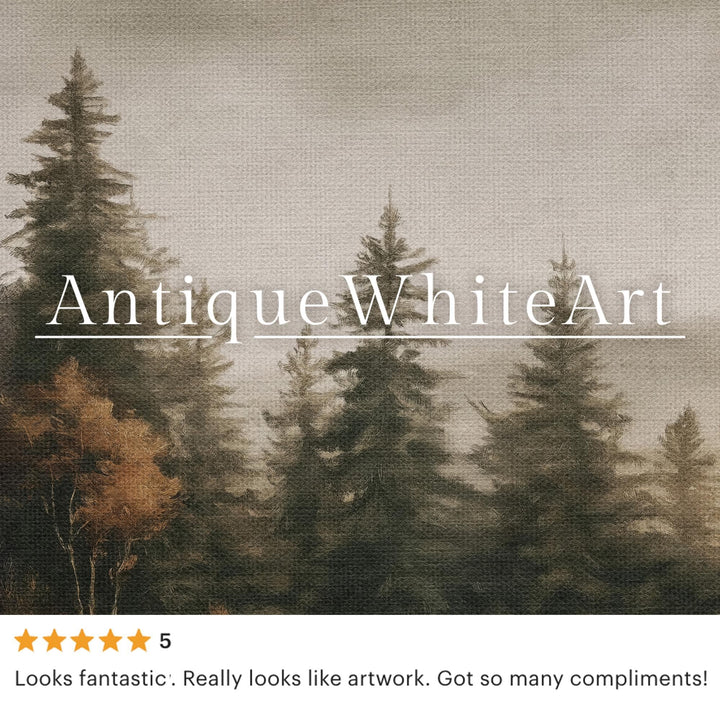 Fall Print Muted Forest Landscape Painting Farmhouse Decor Vintage Style Prints Autumn A571 Wall Art