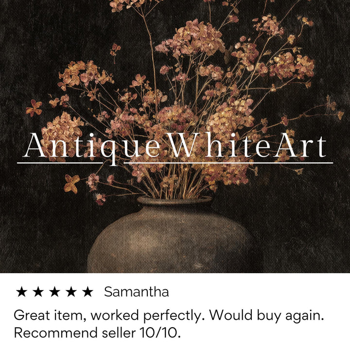 Moody Fall Floral Art Rustic Antique Vase Still Life Dark Academia Autumn Decor Vintage Style Dried Flowers A574 Print Wall
