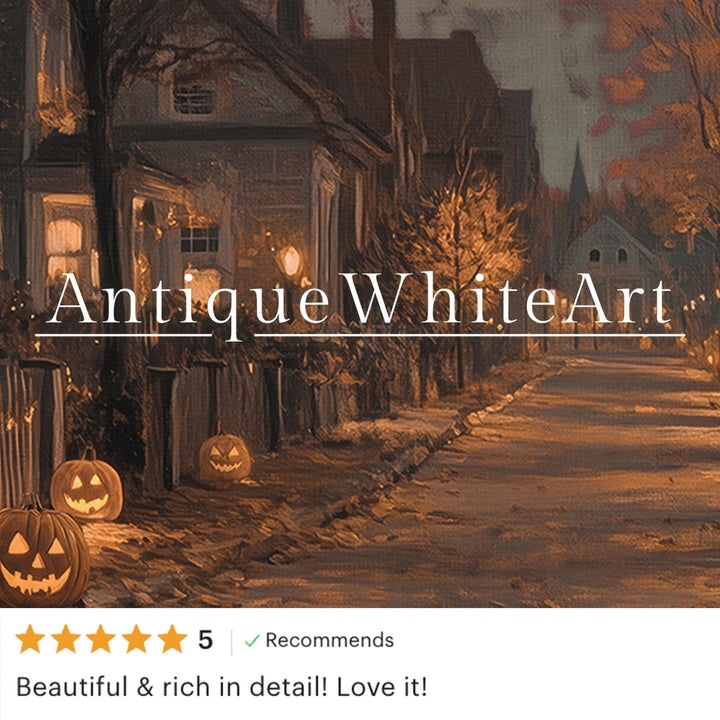 Vintage Style Fall Wall Art Moody Halloween Misty Town Eerie Landscape Spooky Decor A612 Print