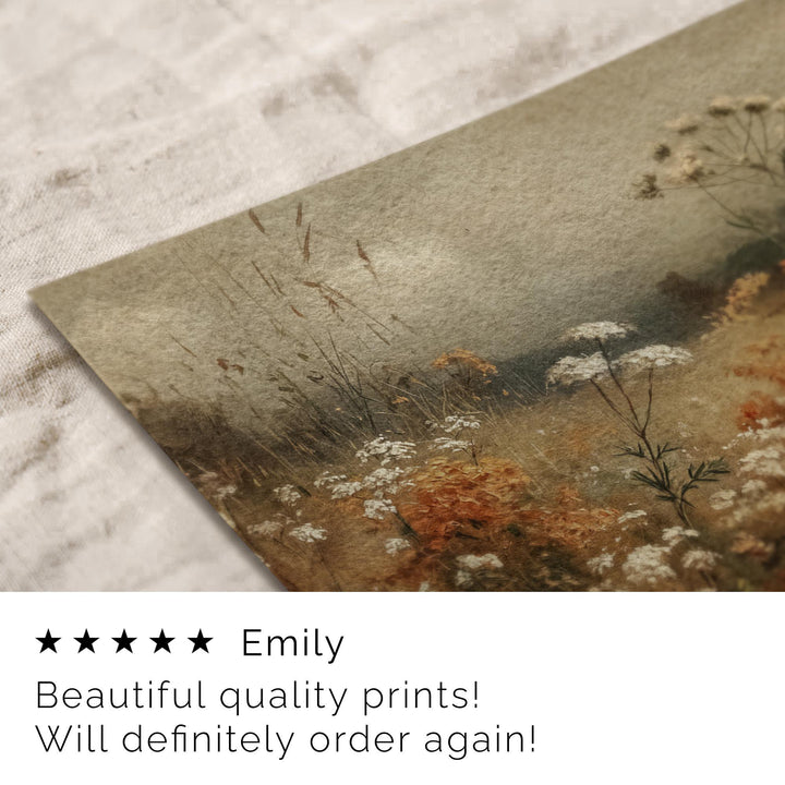 Fall Wildflower Wall Art Muted Vintage Style Autumn Prints Rustic Moody Meadow Painting Farmhouse Decor Floral A616 Print