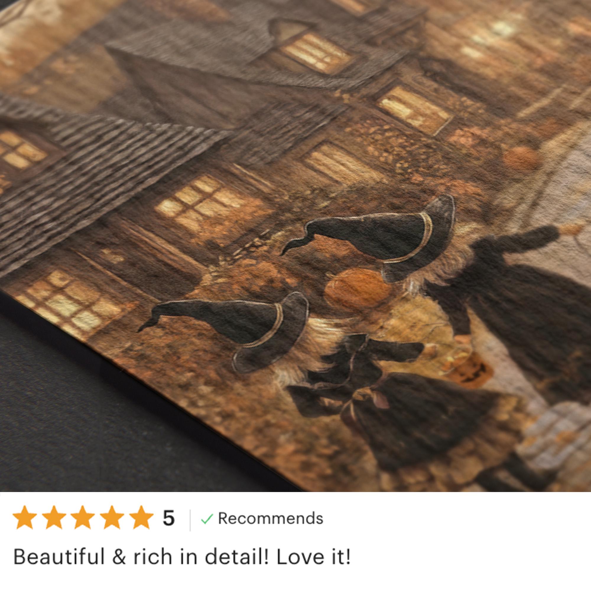 Vintage Style Halloween Town Street Print: Spooky Autumn Landscape ( ) Print Wall Art