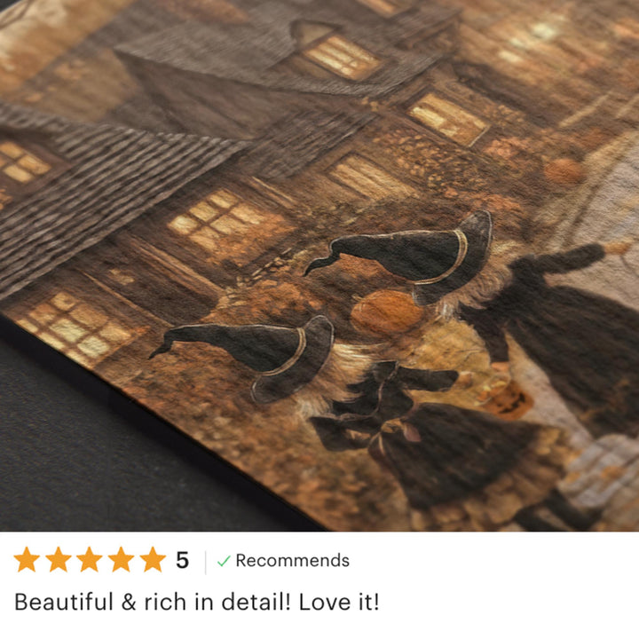 Vintage Style Halloween Town Street Print: Spooky Autumn Landscape ( ) Print Wall Art