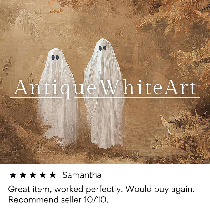 Vintage Style Haunted Forest Print Halloween Wall Art Warm-Toned Fall Prints Ghost Spooky Autumn Home Decor A604