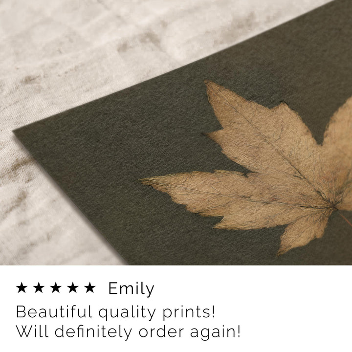 Autumn Maple Leaf Print Vintage Style Fall Wall Art Neutral Rustic Dark Green Halloween Decor A606