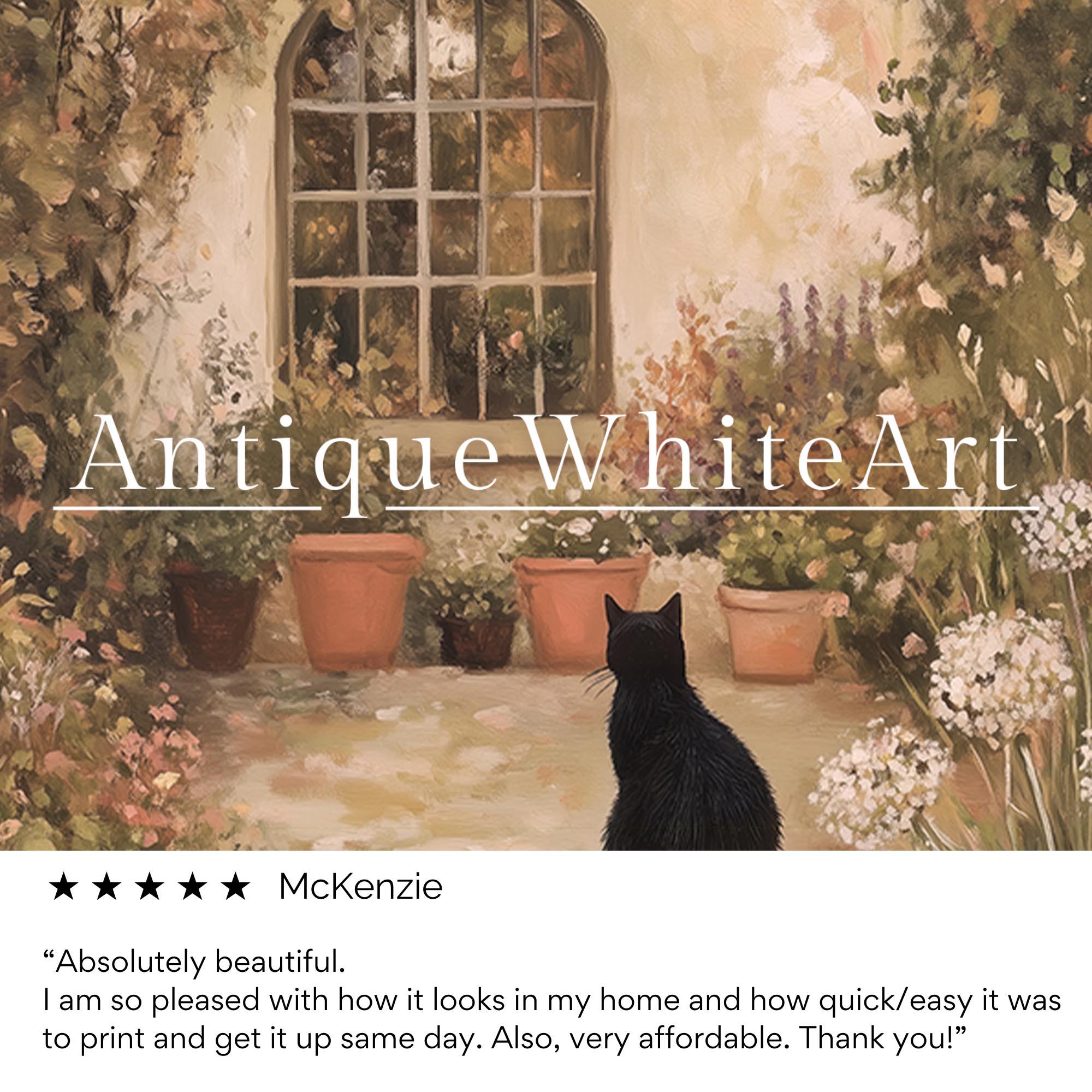 Black Cat Cottage Print: Vintage Style Autumn Pumpkin Garden ( ) Print Wall Art