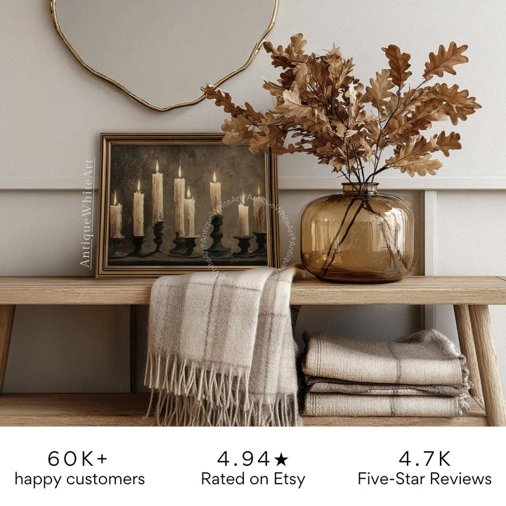 Vintage Style Candle Still Life Print: Moody Halloween Art Fall Decor ( ) Print Wall